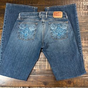 Lucky Brand Jeans Y2K, low rise, boot/flare, cute pockets, 33” inseam, EUC